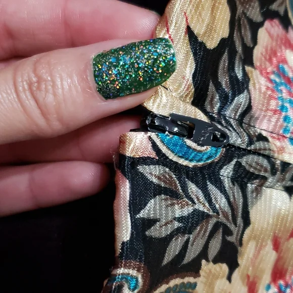 RARE!! Vintage Floral & Lace Peplum V Neck Pencil Skirt Formal Mini Midi Dress - Picture 8 of 11